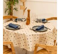 HOME MAISON Sud Etoffe - Nappe Ronde enduite à Pois Bleu foncé