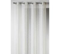 Home Maison - Voilage Design en Etamine à Rayures Verticales - Polyester - Œillets Ronds Argentés Ø 4 cm - Tamisant Élégant - Prêt-à-Poser - Salon Chambre - 140 x 260 cm - Vert Tilleul