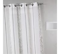 Home Maison - Voilage en Étamine à Rayures Verticales à Pois - 100% Polyester - Prêt-à-Poser avec 8 Œillets Ronds Argentés - Idéal pour Salon Fenêtre - 140 x 260 cm - Gris Clair