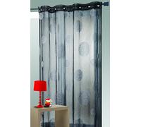 Home Maison - Voilage en Étamine Brodé de Ronds Mêlés - 100% Polyester - Transparent Tamisant - Oeillets Métal Ø 4 cm - Fenêtre Salon Chambre Cuisine - 140 x 240 cm - Taupe