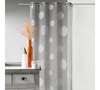 Home Maison - Voilage en Étamine Brodé Ronds Fils Lurex Brillants - Polyester à Motifs - 8 Œillets Métal Bronze - Prêt à Poser - Fenêtre Salon Chambre - 140 x 240 cm - Gris Clair