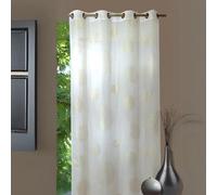 Home Maison - Voilage en Etamine Impression Argent - Effet Transparence - 8 Œillets Argent Ø 4 cm - Fenêtre Salon Chambre Cuisine - 140 x 240 cm - Doré