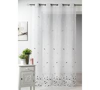 HOME MAISON - Voilage etamine brodée avec Bas festonné Polyester Vert Clair 140x240 cm