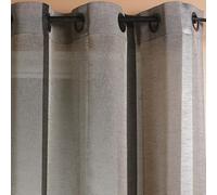 Home Maison - Voilage Etamine Rayures Verticales - 8 Œillets Canon de Fusil Ø 4 cm - Transparent et Décoratif - Fenêtre Salon Chambre Cuisine - 150 x 260 cm - Gris Clair