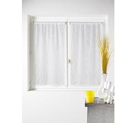 Home Maison - Voilage Paire en Maille avec Fils Lurex Argentés - Polyester - Transparent, Prêt à Poser - Effet Maille - Salon, Chambre, Cuisine - 60 x 135 cm - Noir