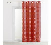 Home Maison - Voilage Rayures Horizontales - Polyester à Motifs - Tissu Oeko-Tex avec Œillets Ronds Ø 4 cm - Élégant pour Salon, Chambre, Cuisine - 140 x 240 cm - Bordeaux