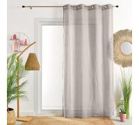Home Maison - Voilage Uni en Étamine - Polyester et Lin - Sobre et Élégant - Protection Légère - Œillets Ronds Canon de Fusil - Prêt-à-Poser - Salon, Chambre - 140 x 240 cm - Gris Clair