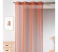 Home Maison - Voilage Uni en Maille Filet - Polyester - Transparent Tamisant - Prêt à Poser avec Oeillets - Salon, Chambre, Cuisine - 140 x 260 cm - Orange