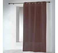 Home Maison - Voilages en Etamine Unie à Oeillets - 100% Polyester - Tissu Oeko-Tex - Oeillets Ronds Canon de Fusil - Bas Plombé - Ourlets Renforcés - 140 x 240 cm - Marron Chocolat