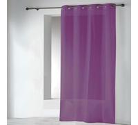 Home Maison - Voilages en Etamine Unie à Oeillets - 100% Polyester - Tissu Oeko-Tex - Oeillets Ronds Canon de Fusil - Bas Plombé - Ourlets Renforcés - 140 x 240 cm - Prune