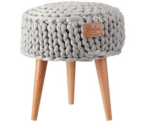HOME MANIA Homemania Pouf, Coton, Polyester, éponge Douce, Bois, Gris, 40 x 40 x 45 cm