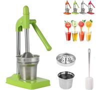 Home Manual Citrus Juicer - Small Cast Iron Juicer Hand Press for Orange, Lemon & Lime, Easy Use, Quick Clean, No Electricity, Compact Design for Kitchen, Apartment & Dorm (Green)