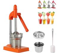 Home Manual Citrus Juicer - Small Cast Iron Juicer Hand Press for Orange, Lemon & Lime, Easy Use, Quick Clean, No Electricity, Compact Design for Kitchen, Apartment & Dorm (Orange)