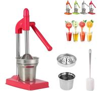 Home Manual Citrus Juicer - Small Cast Iron Juicer Hand Press for Orange, Lemon & Lime, Easy Use, Quick Clean, No Electricity, Compact Design for Kitchen, Apartment & Dorm (Pink)
