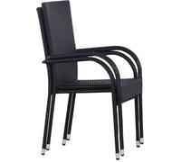 Home Market®5473 Lot de 2 Fauteuil de Jardin empilables Chaise de terrasse Chaise de bistro Résine tressée Noir