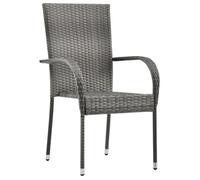 Home Market®5656 Lot de 2 Fauteuil de Jardin empilables Chaise de terrasse Chaise de bistro Gris Résine tressée