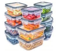 Home Markt24 Lot de 12 boîtes de conservation - Boîtes à déjeuner hermétiques avec couvercle - Récipients en plastique anti-fuite pour réfrigérateur, micro-ondes et lave-vaisselle - Organisateur de