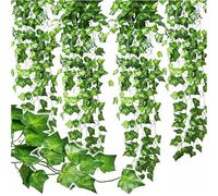 Home Markt24 Lot de 6 guirlandes de lierre artificiel réaliste de 12 m pour mur, balcon et jardin - Vigne décorative pour intérieur et extérieur - Plantes artificielles flexibles pour clôture