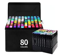 Home Markt24 Lot de 80 crayons à liqueur, double face, avec sac, haute pigmentation, résistants à l'eau, durables, parfaits pour les artistes et les livres de coloriage