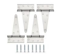 HOME MASTER HARDWARE Lot de 4 charnières de portail en acier inoxydable de 15,2 cm pour clôtures en bois, charnières en T très résistantes, charnière de porte d'abri de jardin, charnière à sangle en T