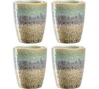 Home Matera 022841 Lot De 4 Grandes Tasses En Faïence, Contenance 300 Ml, Faites À La Main, Passent Au Micro-Ondes, Au Lave-Vaisselle, Vert/Anthracite/Beige