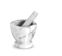 Home Mortier avec Pilon, Marbre, Blanc/Gris, 10 cm