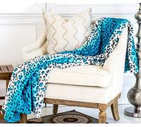 Home Must Haves Couverture Extra Douce et Chaude avec imprimé zèbre Girafe Safari, Toutes Saisons, pour canapé, lit, Grand lit (très Grand lit, léopard Turquoise)