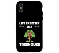 Home Nature Tree House Quote Life Better in a Treehouse Coque pour iPhone X/XS