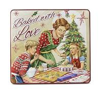Home of Christmas Boîte de Noël, boîte à biscuits, boîte de rangement, boîte en métal, boîte de rangement pour biscuits et pain d'épices (Wir backen mit Liebe - rouge, 1,9 l / 23 x 21,5 x 4,2 cm)