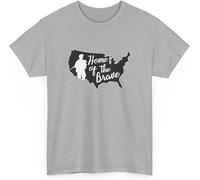 Home of The Brave T-Shirt Patriotic USA Soldier Graphic Tee American Military Veteran 4th of July Freedom Unisex Cotton Tee(Small)