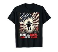 Home of The Brave. Terre des Scarred. Soldat Patriotique T-Shirt
