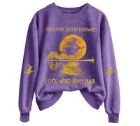Home Of The Wicked Witch And Her Pack Of Dogs Sweat-shirt d'Halloween pour femme - Haut de sorcière amusant - Grande taille - Costumes d'Halloween à manches longues - T-shirt à manches longues