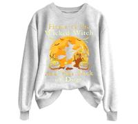 Home Of The Wicked Witch And Her Pack Of Dogs Sweat-shirt d'Halloween pour femme - Haut de sorcière amusant - Grande taille - Costumes d'Halloween à manches longues - T-shirt à manches longues