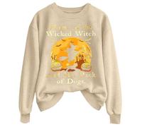 Home Of The Wicked Witch And Her Pack Of Dogs Sweat-shirt d'Halloween pour femme - Haut de sorcière amusant - Grande taille - Costumes d'Halloween à manches longues - T-shirt à manches longues