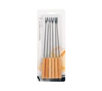 HOME Pack de 6 Fourchettes à Fondue INOX Manche Bois