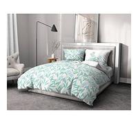 Home Passion | Housse de Couette - 3 Pièces | 100% Coton - 57 Fils | 2 Personnes - 220x240 cm | TEMPETE Florale Vert ET Blanc
