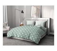 Home Passion | Housse de Couette - 3 Pièces | 100% Coton - 57 Fils | 2 Personnes - 240x260 cm | Fox Trot Blanc & Vert