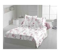 Home Passion | Parure de Draps - 3 Pièces | 100% Coton - 57 Fils | 2 Personnes - 240x300 cm | Pompadour Blanc & Vieux Rose