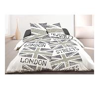Home Passion | Parure de Draps - 4 Pièces | 100% Coton - 57 Fils | 2 Personnes - 240x300 cm | London - Gris