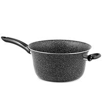 Home Poêle à Frire Antiadhésive pour Polenta avec Manche, Pierre, Noir/Argent, 26 cm