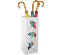 Home Porte Parapluie en Métal Carré, Range Parapluie Entrée avec Bac D'égouttement Amovible, Porte Parapluie Design en Style Moderne pour Bâtons de Marche, Parapluies, Bâtons de Ski, 16 x 16 x 42 cm