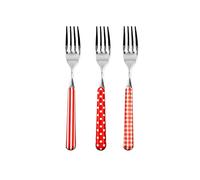 Home Provence Lot de 6 fourchettes de table en acier inoxydable, décoration rouge