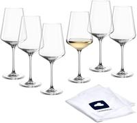 Home Pucini 040977 Lot De 6 Verres À Vin Blanc Avec Chiffon De Polissage - Verres À Vin Résistants Aux Rayures (560 Ml) - Passe Au Lave-Vaisselle Et Durable - Verres Intemporels Pour Vin