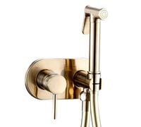 Home Range Ensemble pulvérisateur de bidet dissimulé doré brossé | Comprend un tuyau de douche en PVC lisse de 1,2 m et une pomme de douche | Douche en laiton pour bidet musulman Shattaf | Nettoyant