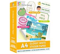 Home Range Lot de 100 feuilles de papier A4 auto-adhésif brillant A4 imprimables blanches compatibles avec les imprimantes à jet d'encre et laser pour la maison, le bureau et les projets