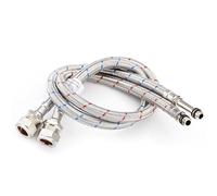 Home Range Lot de 2 raccords M10 (10 mm) x 15 mm à compression en acier inoxydable tressé monobloc pour évier de cuisine, salle de bain et chaudière (600 mm)