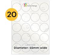 Home Range Lot de 200 étiquettes rondes de 45 mm de diamètre - Étanche - Blanc mat - 24/feuille - 10 feuilles - Papier autocollant imprimable A4 pour jet d'encre - Modèles d'étiquettes circulaires