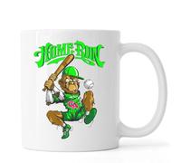 Home Run Baseball Monkey Dessin animé Art Tasse à thé café en céramique Blanc