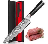 Home Safety 19cm Couteau de Chef, 67 Couches Acier Damas Couteaux de Cuisine Chef Japonais, Professionnel Forgé Couteau à Légumes -Poignée en Bois de Pakka avec Boîte Cadeau