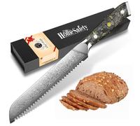 Home Safety Couteau Pain Damas, 20.5cm Couteau Cuisine Dentelée Professionnel, Couteau à Pain Tranchant Acier Inox avec Manche Ergonomique en résine noir